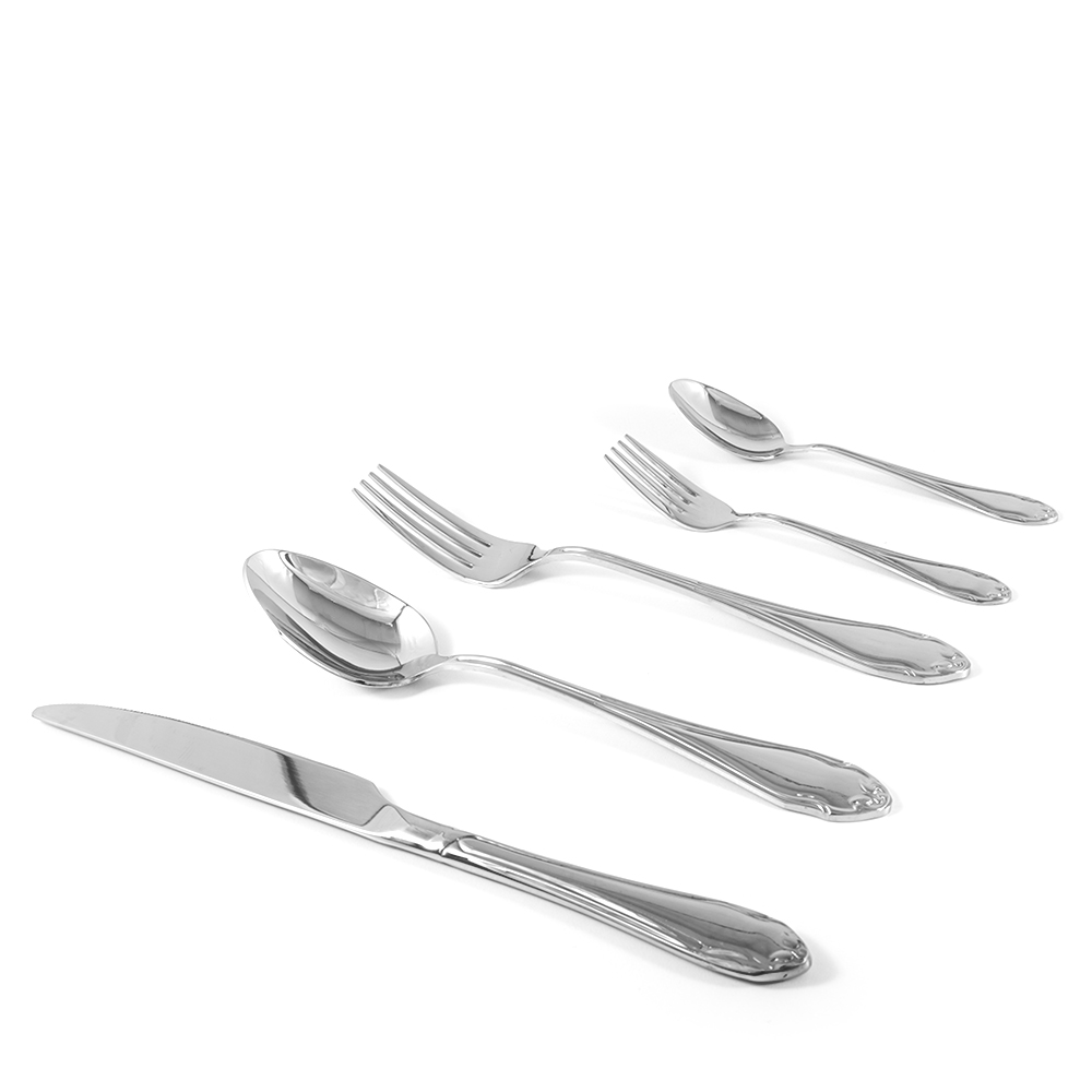 Gold Flower PVC Cutlery Set with Stand - 30pcs