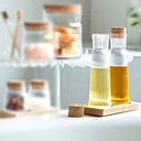 Gio Line Oil Vinegar Bottle Set & Cork Stoppers & Beech Base