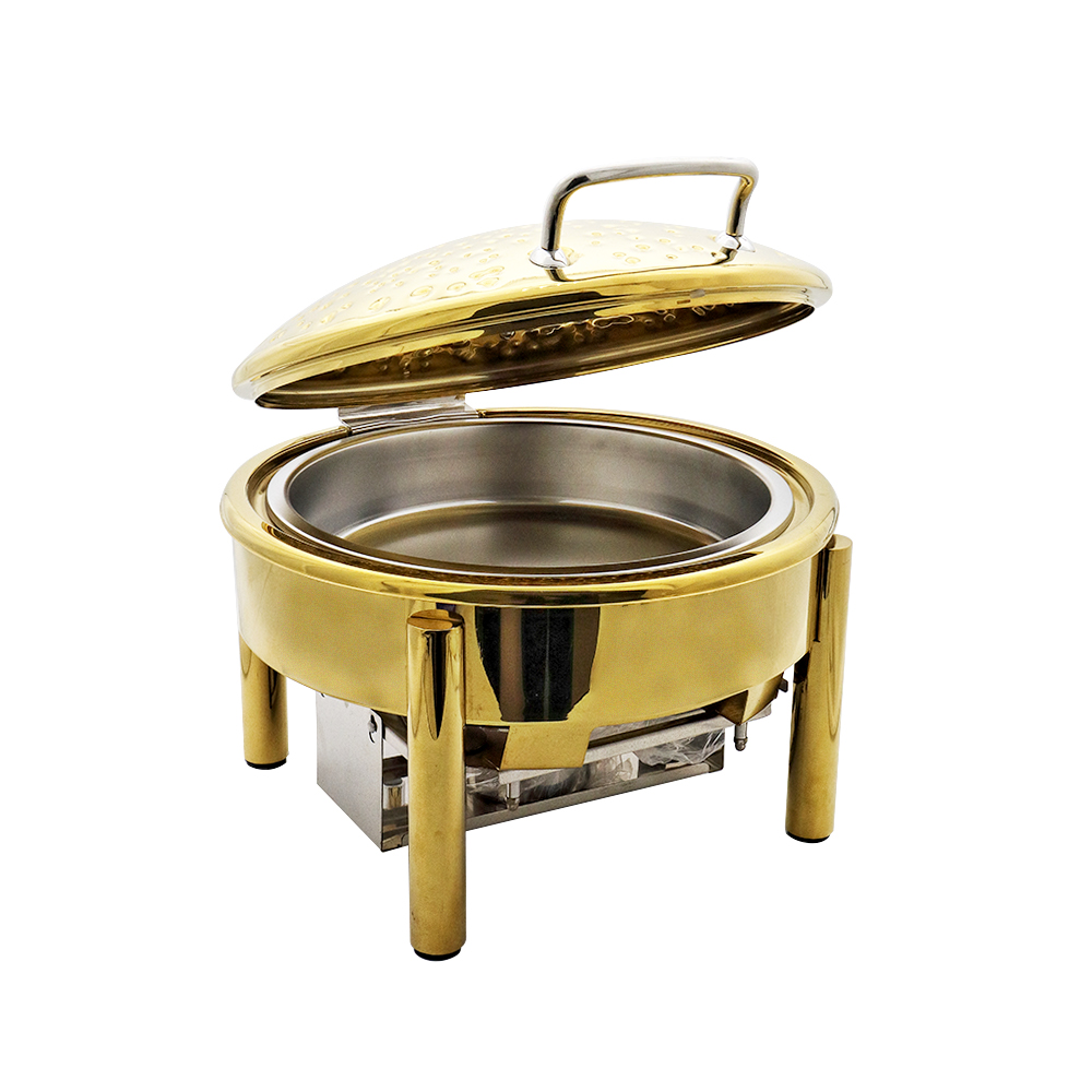 Round Chafing Dish Mechanical Damping 4Ltr Gold