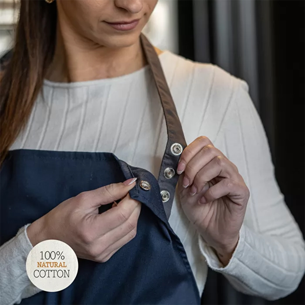 Natural Style Bib Apron Navy Blue