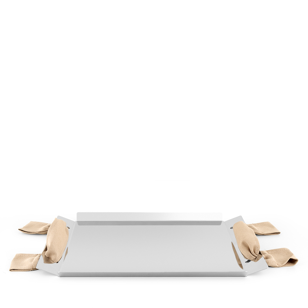 Stainless Steel Tray with Linen Handles