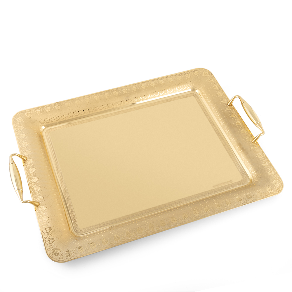 Lady 5 Rectangular Full Gold Serving Tray 57x42.5cm