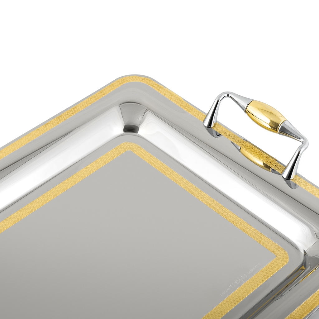 Lady 3 Lines Rectangular Tray Gold