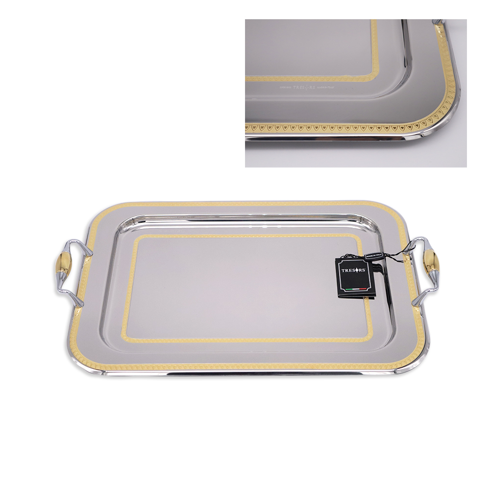 Patrizia Lines 4 Rectangular Tray Gold