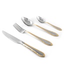 Gold Lines PVC Cutlery Set with Stand - 24pcs