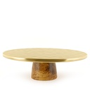 Naya Rustic Wood and Gold Cake Stand
