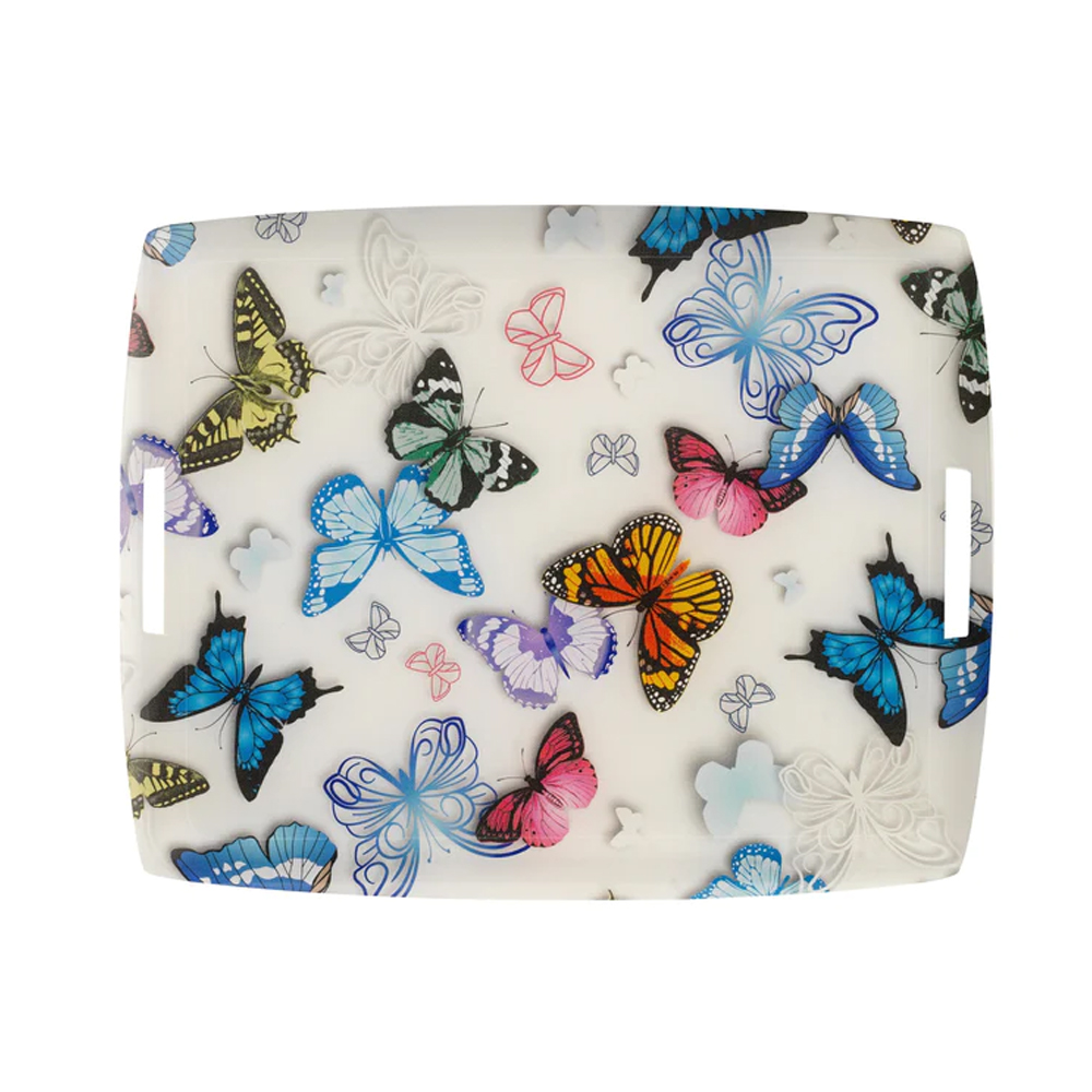 Farfalla Acrylic Tray 54x43cm with Handles - White