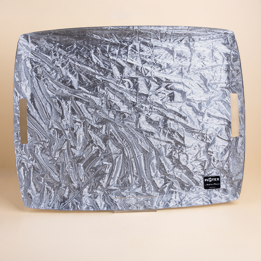Old Silver Acrylic Serving Tray with Handles - 54x43cm