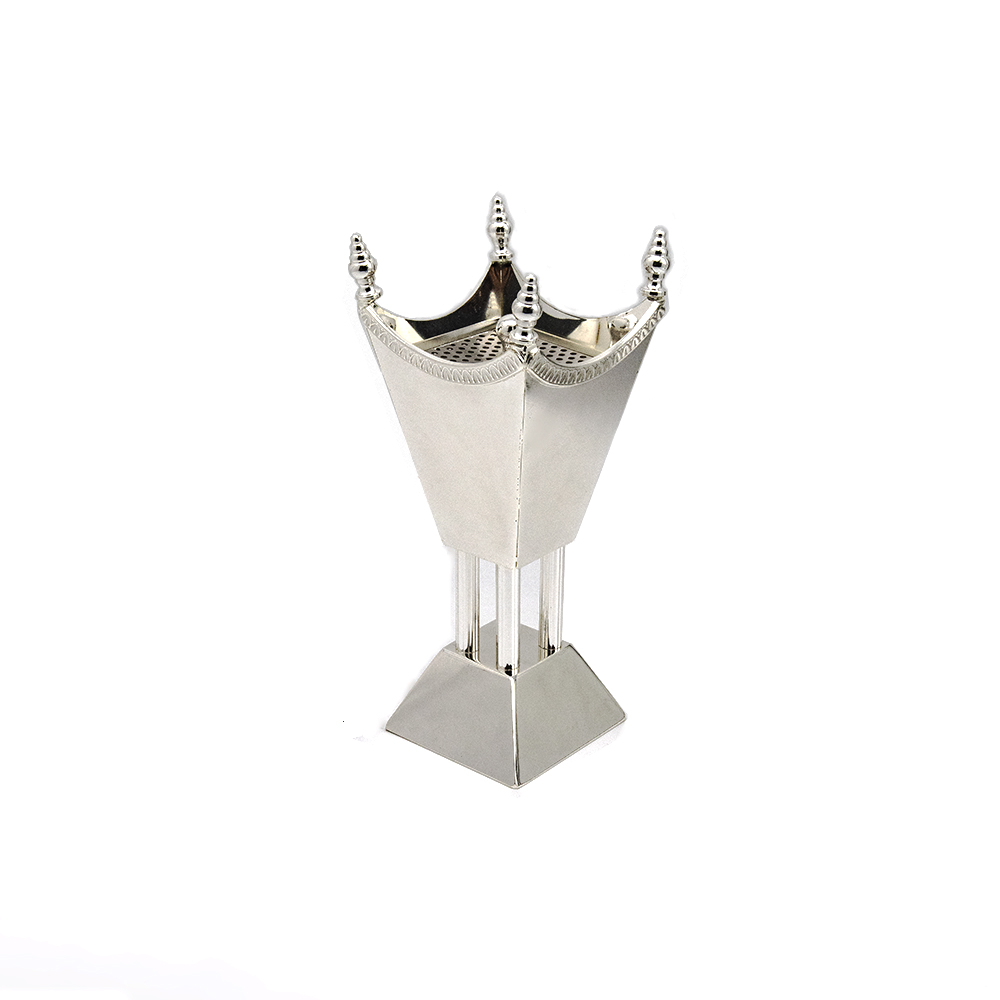 Iron Silver Plated Incense Burner with Arch Design