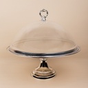 Silver-Plated Serving Stand with Acrylic Dome Cover - 30 cm