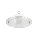 Iron Silver Plated Round Tray with Clear Cover