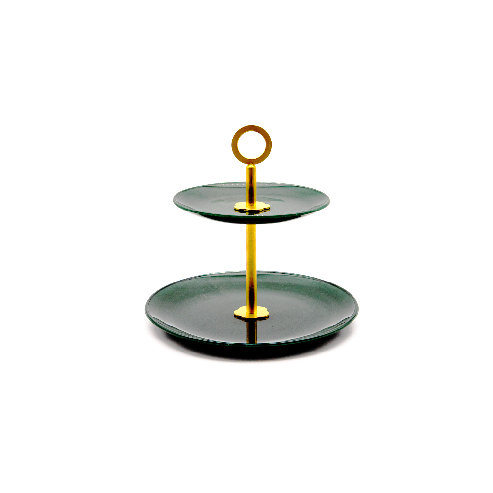 Venezia 2 Tier Green Frozen Gold Dessert Holder