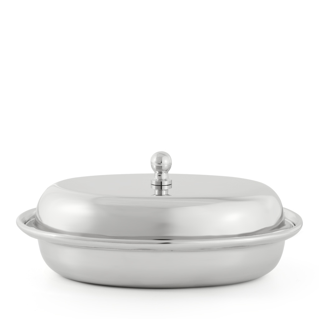 Steel Oval Serving Dish with Lid - Medium