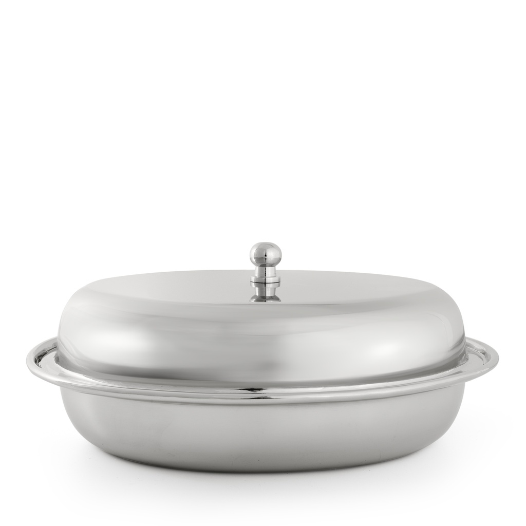 Steel Oval Serving Dish with Lid - Large