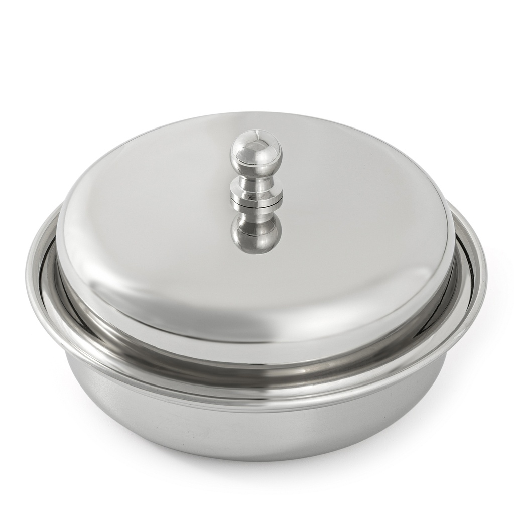 Steel Round Serving Dish with Lid - Small
