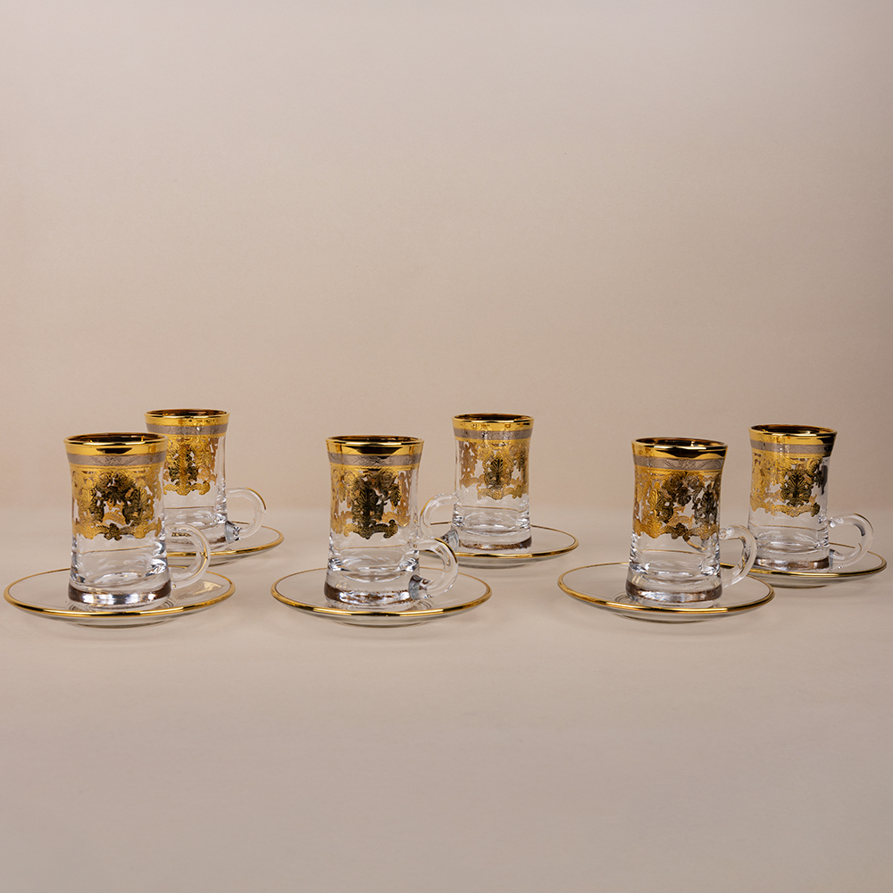 Donizetti Platinum/Gold Tea Cup Set - 12pcs