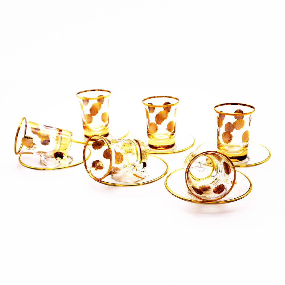 Verdi Amber Gold Tea Cup Set - 12pcs