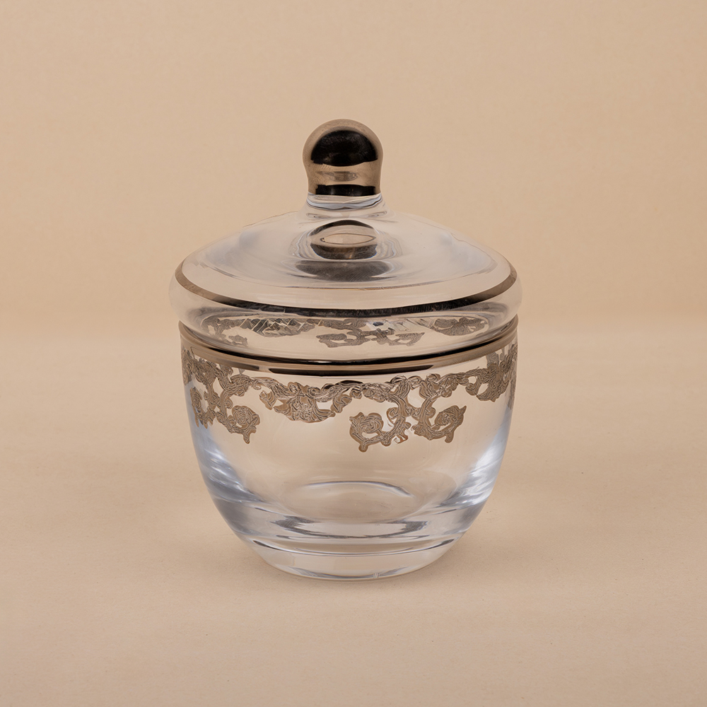 Sugar and Spice Bowl Set with Lid - Silver Pattern