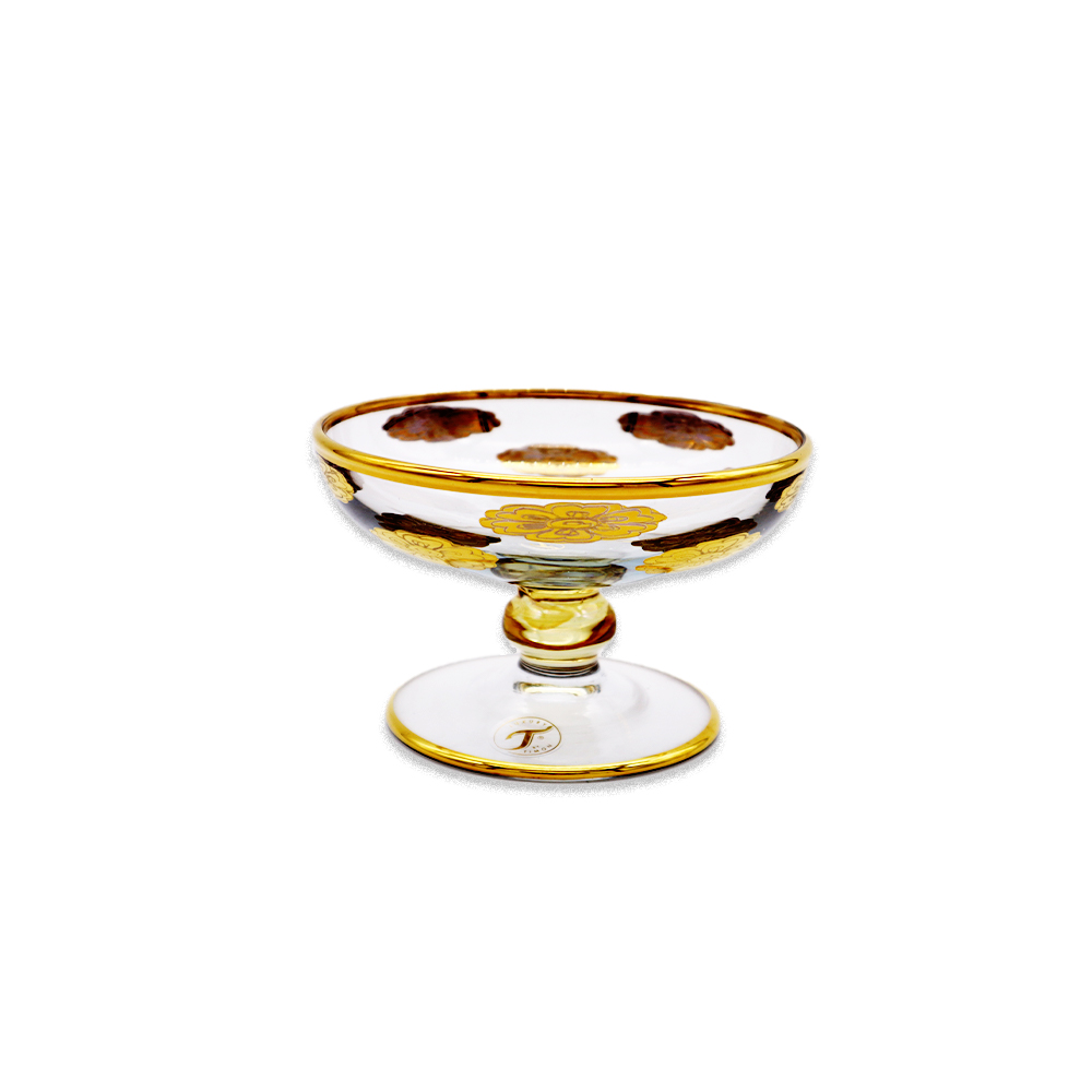 Stem Ice Cream Cup with Roses - Gold