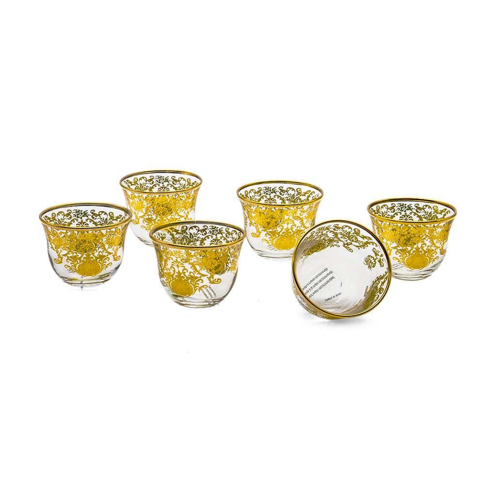 Gold Glass Coffee Cup Set - 6pcs