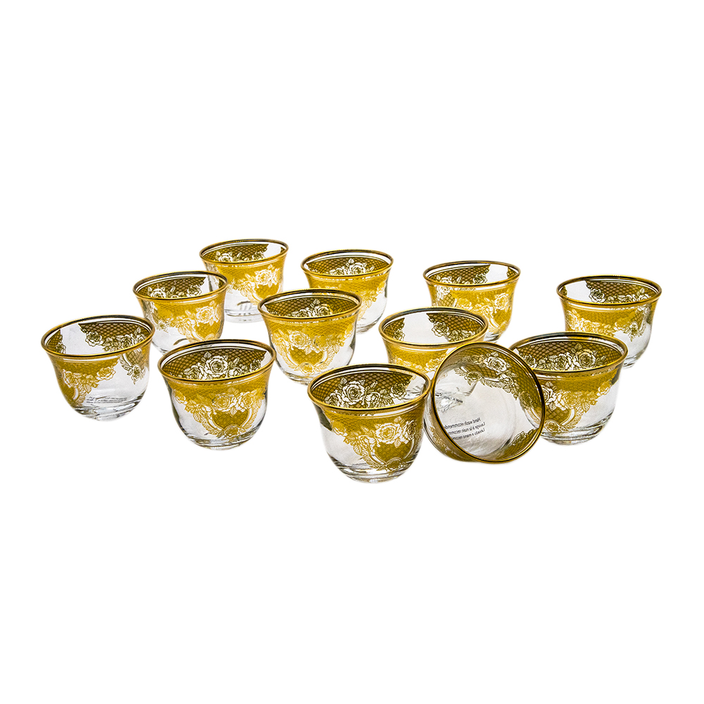 Gold Glass Coffee Cup Set - 6pcs
