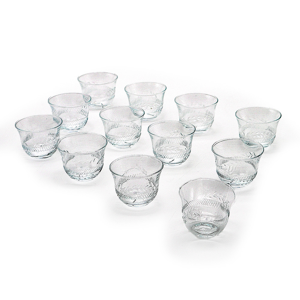 طقم قهوة عربي زجاج بنقوش ورد بارز - 6 قطعة