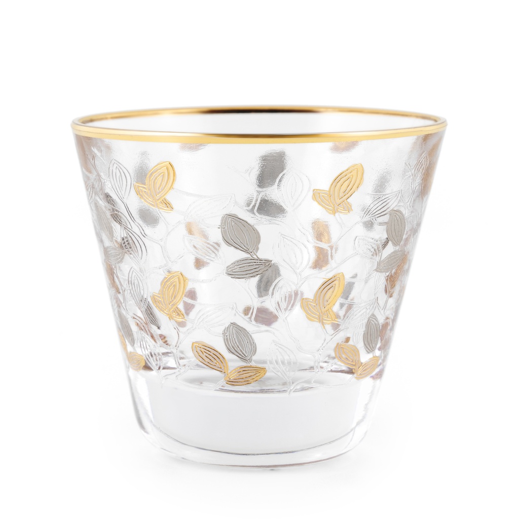 طقم قهوة بنقوش فضي وذهبي - 12 قطعة