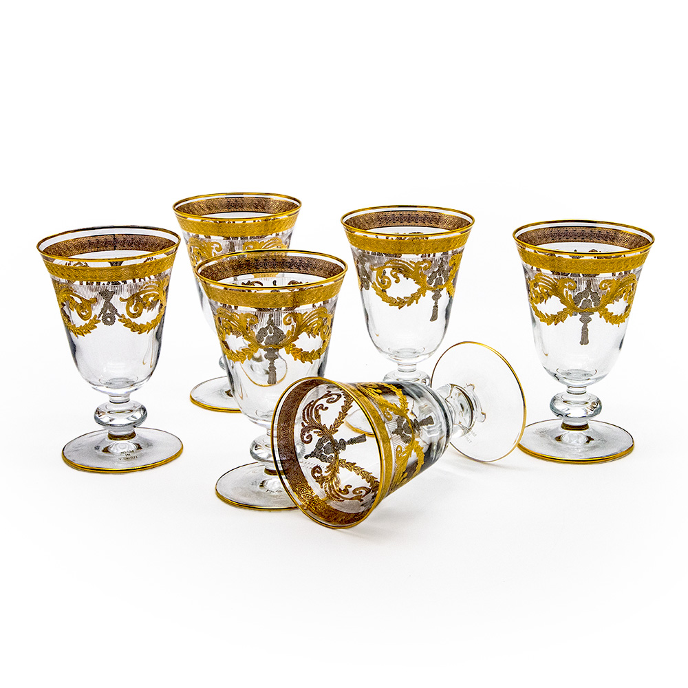 Gold Pattern Stemware Glass Set - 6pcs