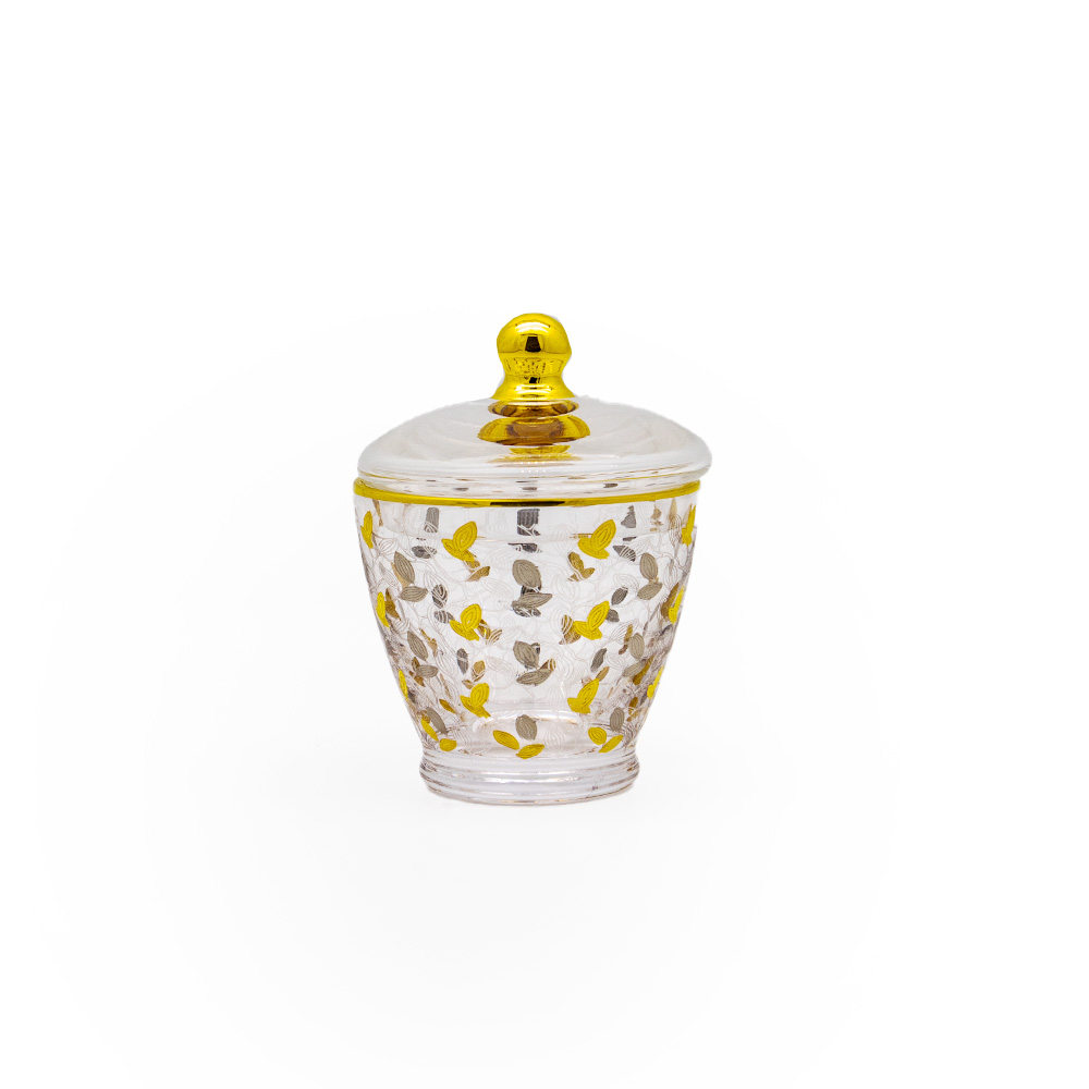 Handmade Leaves Sugar Bowl - Gold/Silver