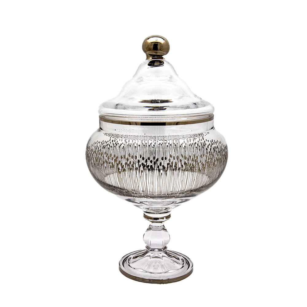 Turkish Lines High Candy Jar - Platinum