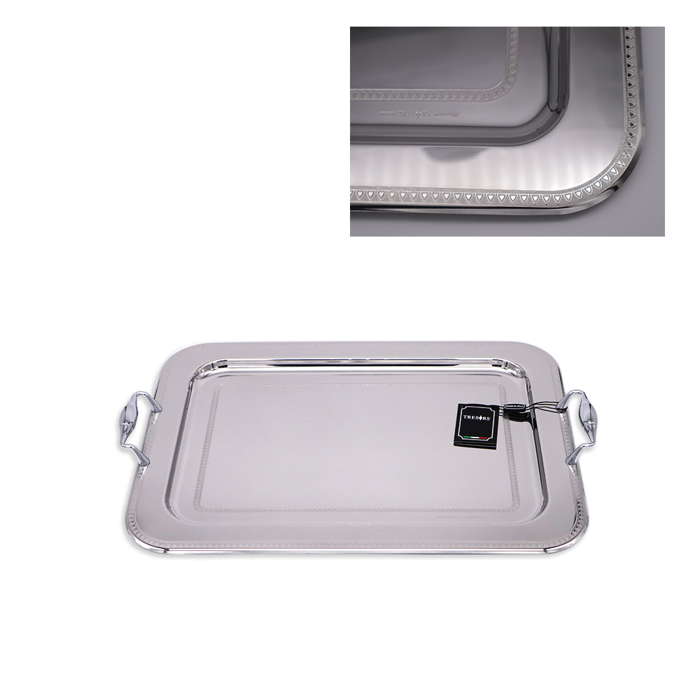Patrizia Lines 2 Rectangular Tray - Inox Silver