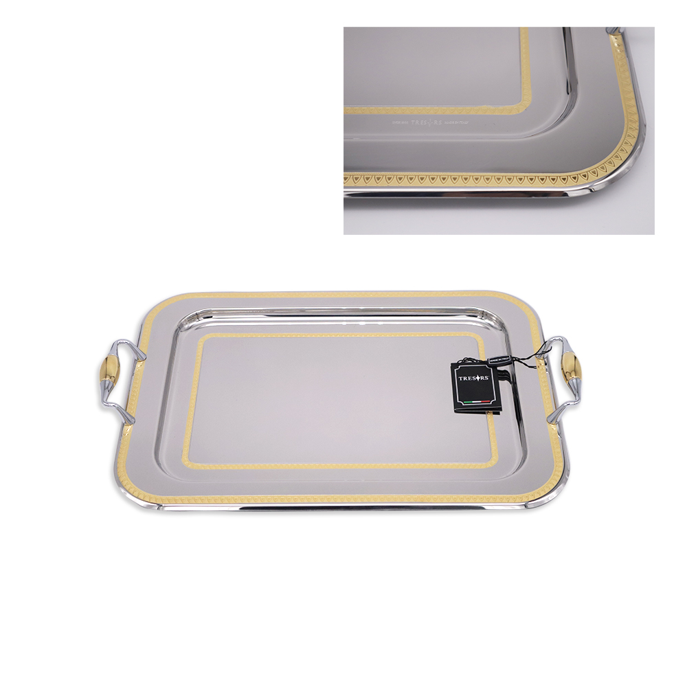 Patrizia Lines 3 Rectangular Tray - Gold