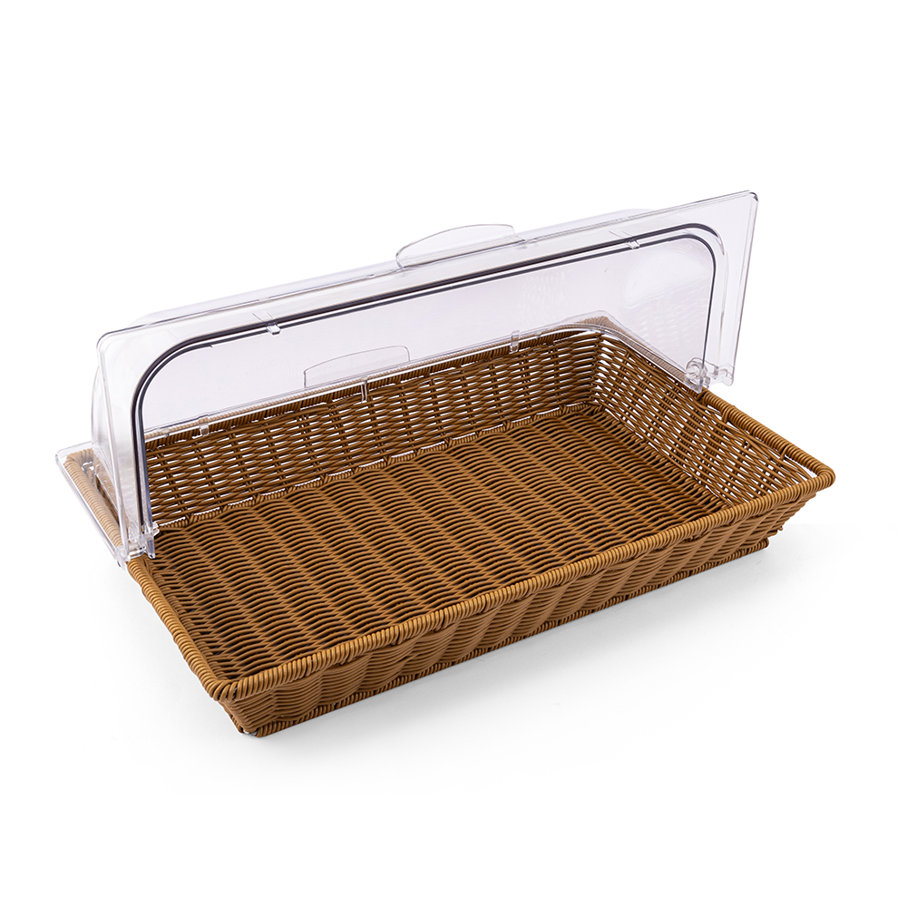Rattan Basket Set with Cover - Dark Brown 