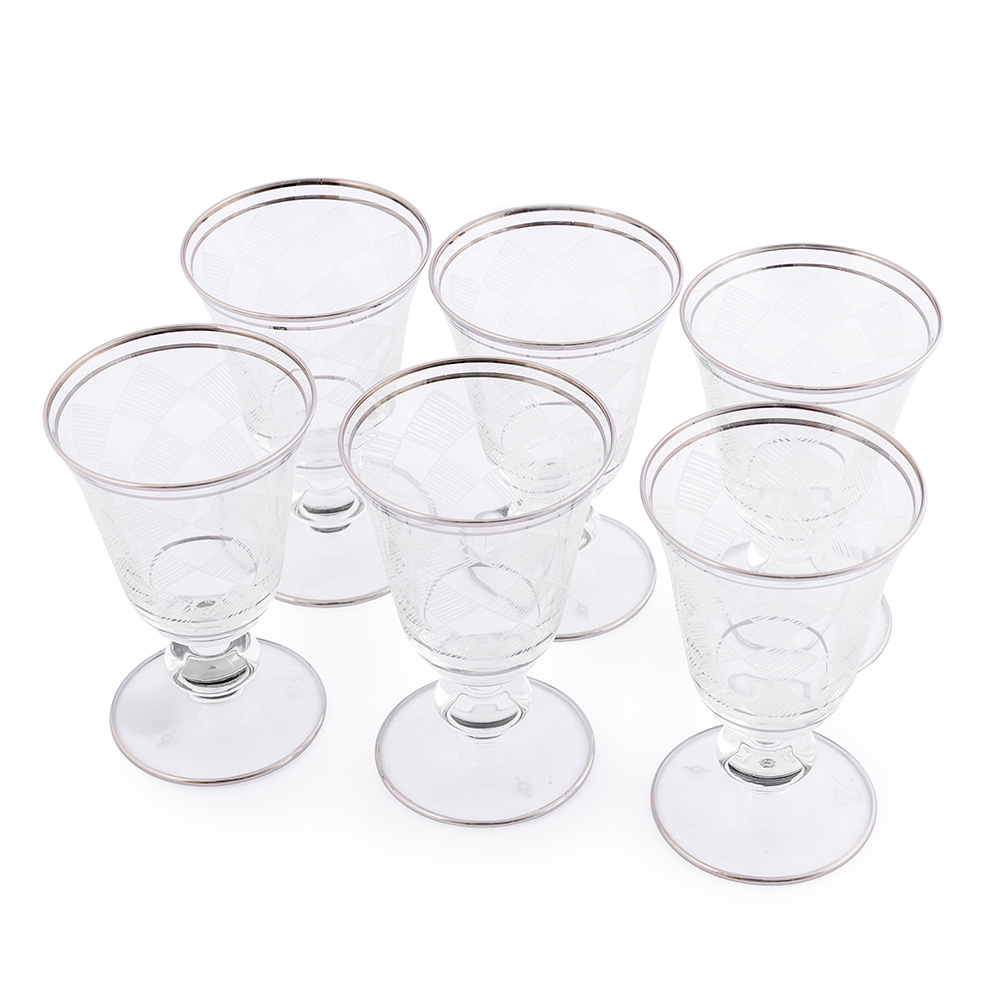 Karo Platinum Rim Stemware Glass Set - 6pcs