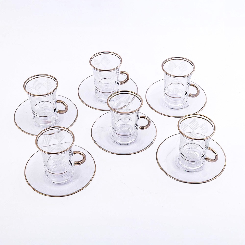 Karo Platinum Tea Cup Set with Saucers - 12pcs