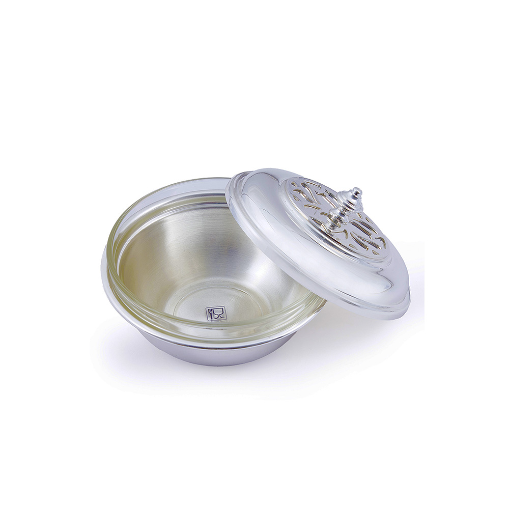 Silver Plated Date Bowl with a Lid - 14cm