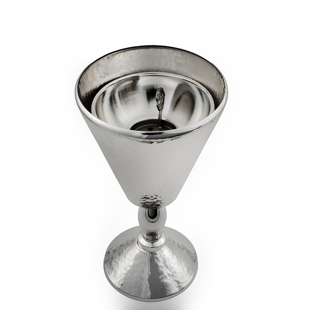 Large Round Silver Plated Hammered Mabkhar