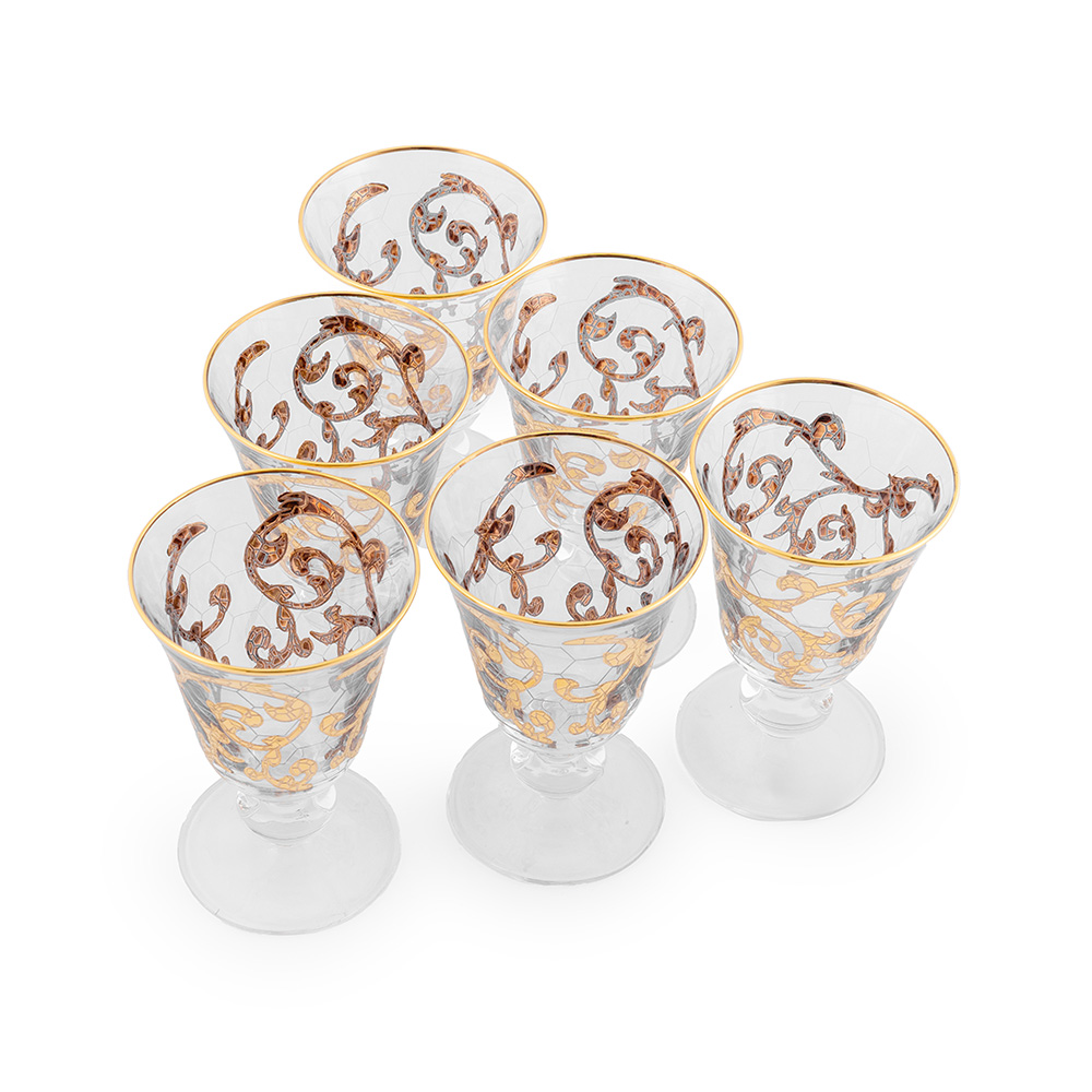 Celeste Gold Stemware Glass Cup Set - 6pcs
