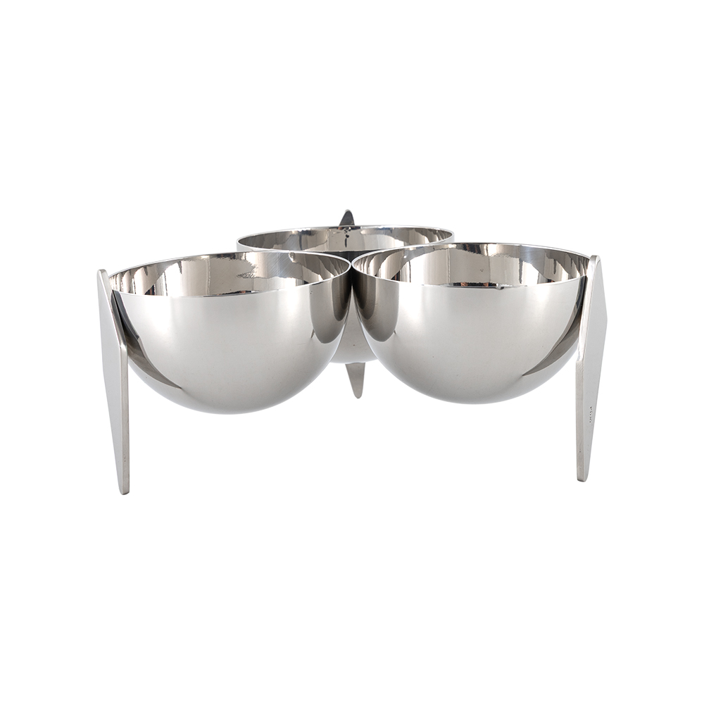 Sava Stainless Steel Triple Snack and Sauce Holder