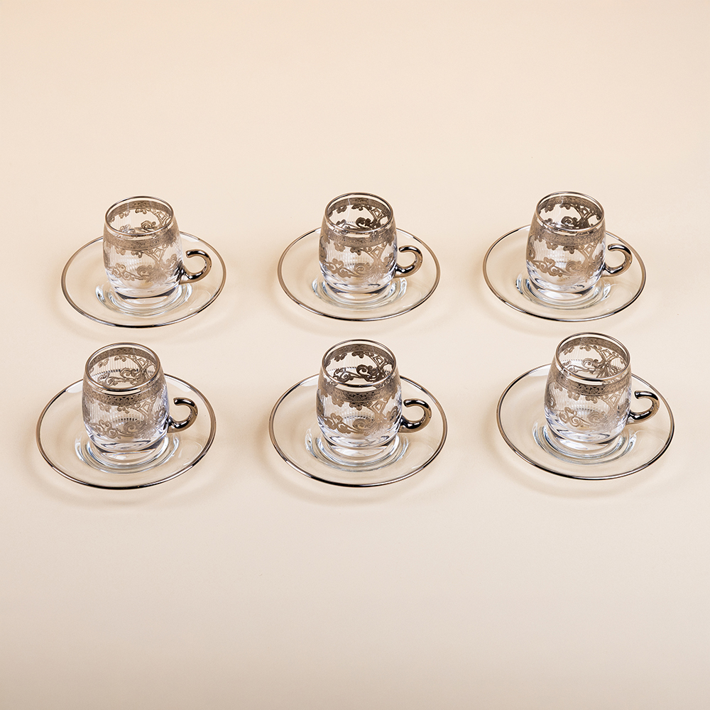 Bronze Detailing Tea Cup Set - 12pcs