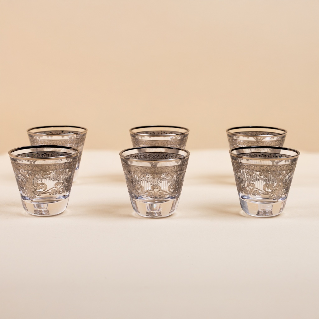 طقم فناجين قهوة عربية بتفاصيل برونزية - 6 قطع