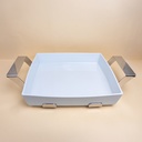 Porcelain Serving Dish with Stainless Steel Holder - 49x33 h. 10 cm