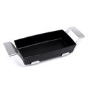 Rectangular Serving Porcelain Dish with Stainless Steel Holder - 33x19cm