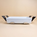 Porcelain Serving Dish with Stainless Steel Holder - 36x24.5 h6