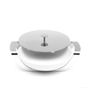 ماعون تقديم بورسلان دائري مع حامل وغطاء من الستانلس ستيل - 28 سم