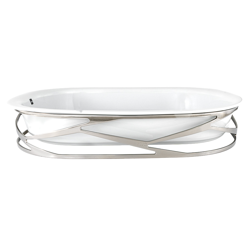 Trama Serving Porcelain Dish with Stainless Steel Holder - 3L