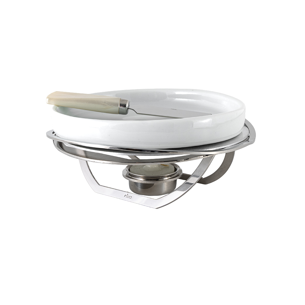 Linea Small Stainless Steel Brie Cheese Rechaud with Knife