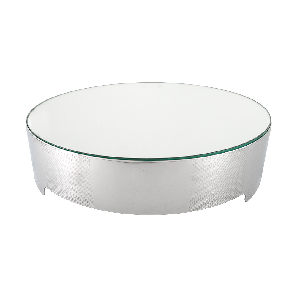Sarezzo Stainless Steel Cake Plate with Mirrored Glass - 37cm