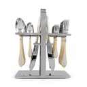 Gold Lines PVC Cutlery Set with Stand - 30pcs
