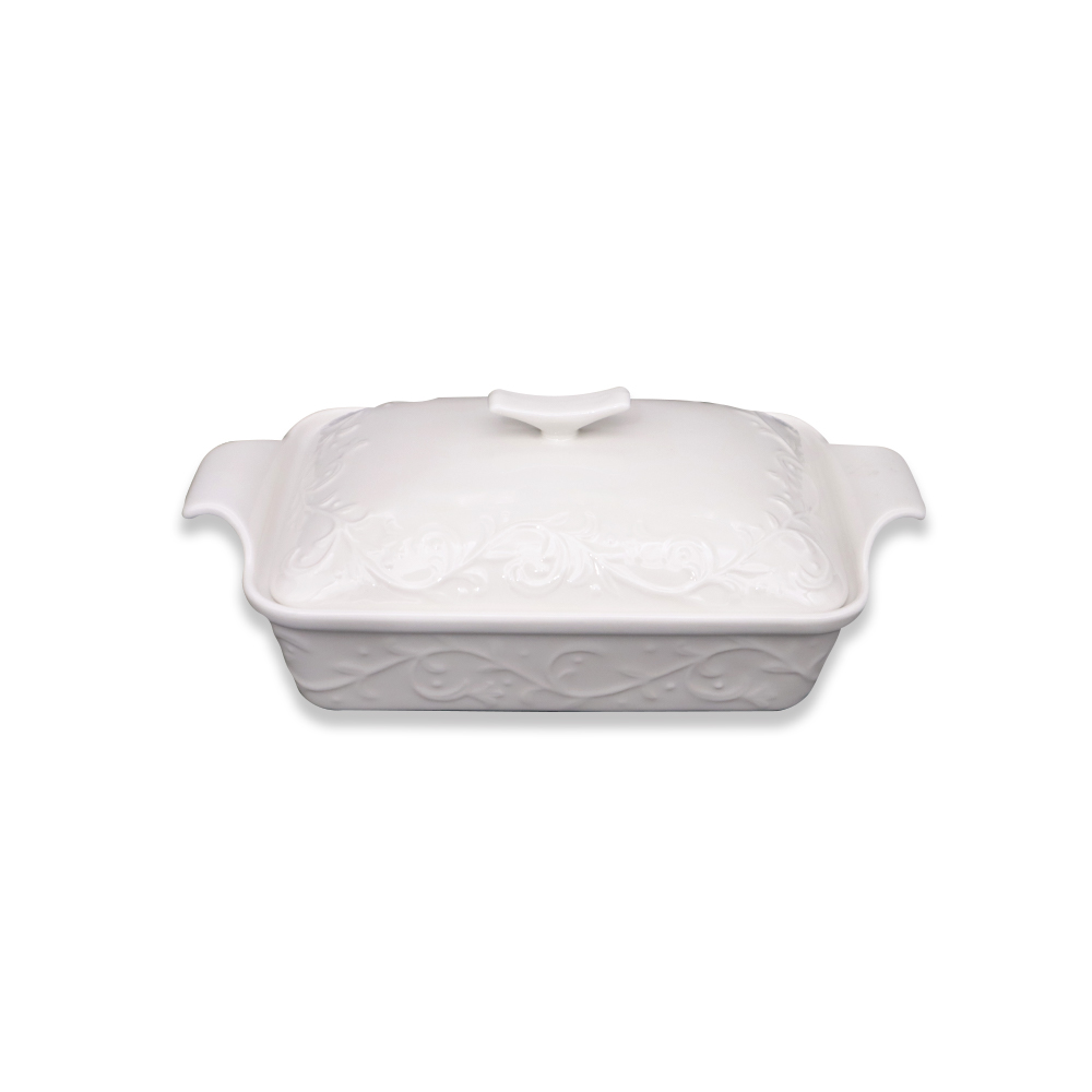 Porcelain Rectangular Plate with Cover - 10"
